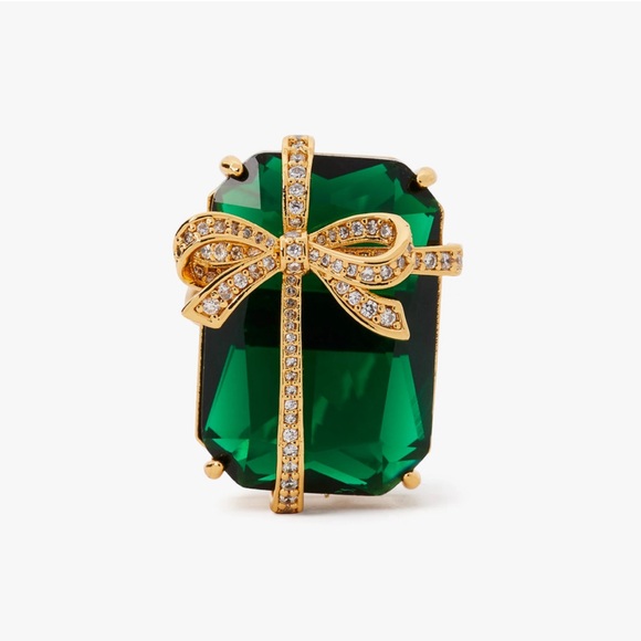 kate spade Jewelry - NWT Kate Spade Pavé Present Cocktail Ring | Emerald Green | Size 7 |
